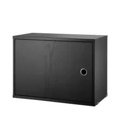 String cabinet with door, Ash stain, 58x30 cm Black