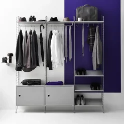 String cabinet with door, Ash stain, 58x30 cm Black