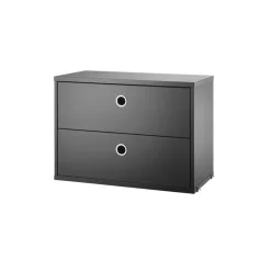 String cabinet with drawers, Ash stain, 58x30 cm Black Discount
