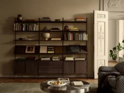 String cabinet with flip door, Dark oak, 78x30 cm Brown Hot