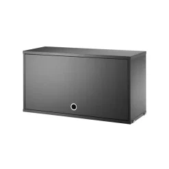 String cabinet with flip door, Ash stain, 78x30 cm Black Best