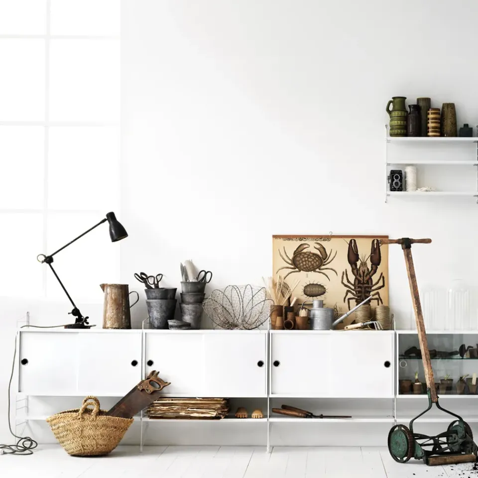 String cabinet with sliding door, , 78x30 cm White Clearance