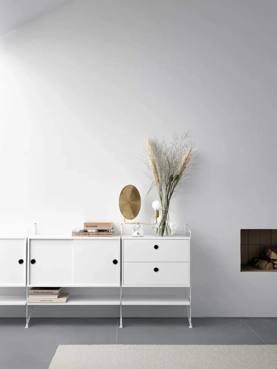 String cabinet with sliding door, , 78x30 cm White Clearance