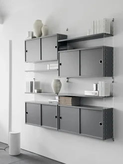 String cabinet with sliding door, Oak, 78x20 cm Beige Hot