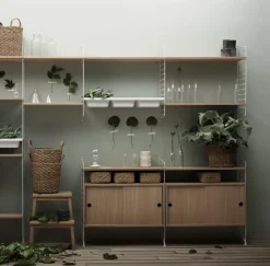 String cabinet with sliding door, Oak, 78x30 cm Beige New