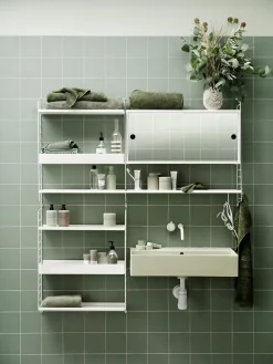 String cabinet with sliding door, , mirror sliding doors, 78x20 cm White Best