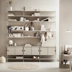 String cabinet with sliding door, , 78x20 cm Beige