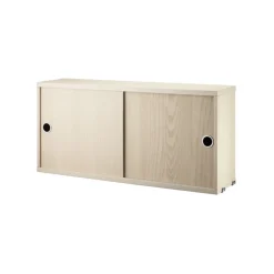 String cabinet with sliding door, Ash veneer, 78x20 cm Beige Online