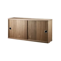 String cabinet with sliding door, Walnut, 78x20 cm Brown New