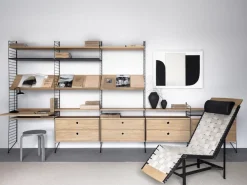 String magazine shelf wood, Oak, 78x30 cm Beige Best
