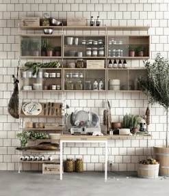 String magazine shelf wood, Oak, 78x30 cm Beige Best