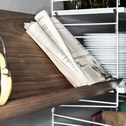 String magazine shelf wood, , 58x30 cm Beige New