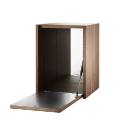 String schnapps cabinet, Walnut, inside of door stainless steel plate, mirrored glass back piece Brown Discount