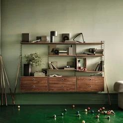 String schnapps cabinet, Walnut, inside of door stainless steel plate, mirrored glass back piece Brown Discount