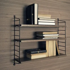 String Shelf Pocket walnut-black, walnut-black BrownBlack New