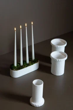 DBKD Stripe flower pot small h18 cm Ø12 cm, Shiny White Sale