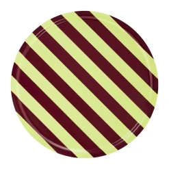 Hem Stripe tray Large Ø65 cm, Butter-burgundy YellowRed Hot