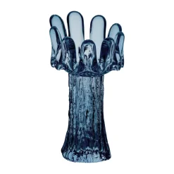 Kosta Boda Sunflower candle holder circular glass 18 cm, Blue Outlet