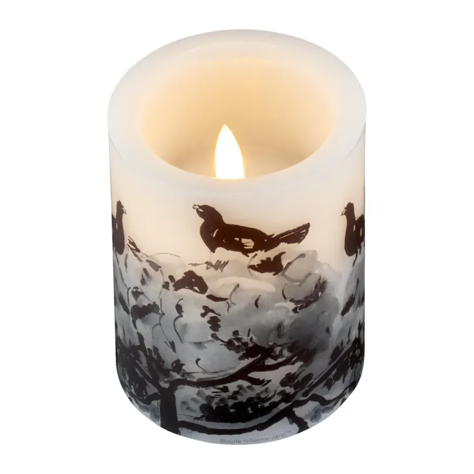Muurla Teemu Järvi x LED candle Ø7.5x10 cm, Winter Capercaillie Beige Online