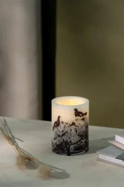 Muurla Teemu Järvi x LED candle Ø7.5x10 cm, Winter Capercaillie Beige Online