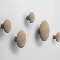 Muuto The Dots coat hooks, 5-pack, Oak Brown New