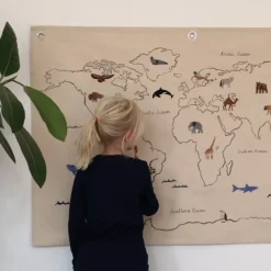 Ferm Living The world fabric map, Off white Beige Outlet