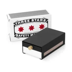 Solstickan Design Three Stars matchbox holder large, Black Best