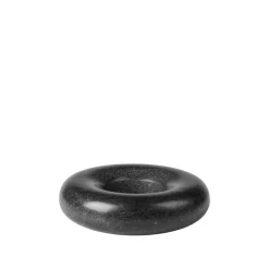 Broste Copenhagen Torus candlestick Ø17,5x5 cm, Marble Black