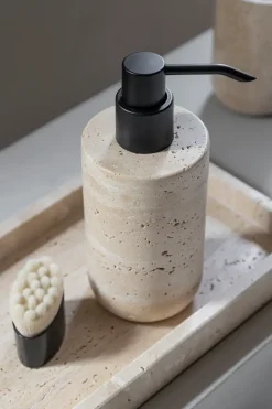 Mette Ditmer Travertine soap pump 17.5 cm, Linen Beige Hot