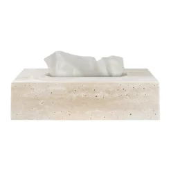 Mette Ditmer Travertine tissue box 14x25.5 cm, Linen Beige