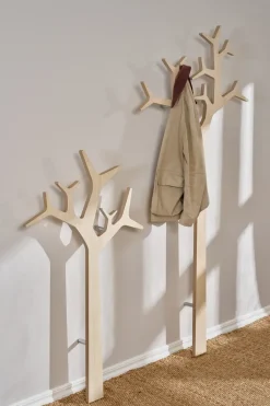Swedese Tree wall wall-mounted coat hanger Special Edition 134 cm, White pigmented pine Brown