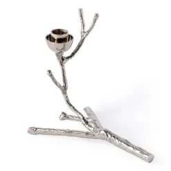 POLSPOTTEN Twiggy candlestick S 14 cm, Silver Silver-coloured Discount