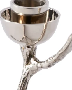 POLSPOTTEN Twiggy candlestick S 14 cm, Silver Silver-coloured Discount