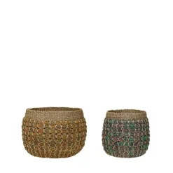 Hübsch Twist baskets 2-pack, Yellow-green Multi Best