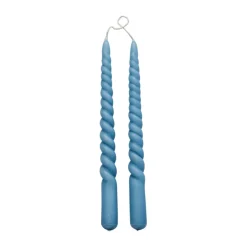 Lene Bjerre Twisted candle 25 cm 2-pack, F. Blue
