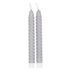 Scandi Essentials Twisted LED-candle 25 cm 2-pack, Grey Clearance