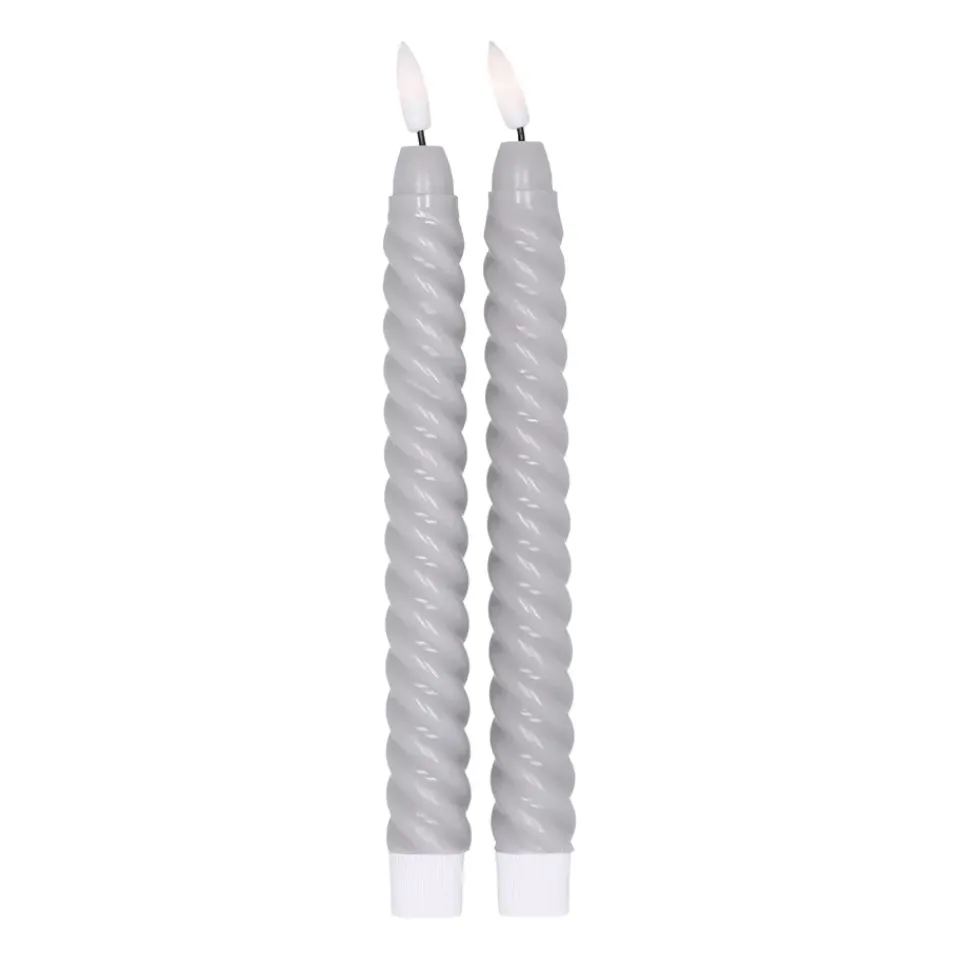 Scandi Essentials Twisted LED-candle 25 cm 2-pack, Grey Clearance