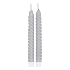 Scandi Essentials Twisted LED-candle 25 cm 2-pack, Grey Clearance