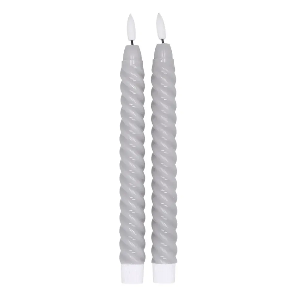 Scandi Essentials Twisted LED-candle 25 cm 2-pack, Grey Clearance