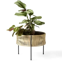 Audo Copenhagen Umanoff planter flower box rattan-steel, h32,5 cm Ø41 cm Beige