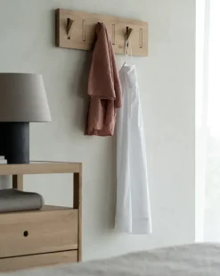 Ethnicraft Utilitile wall hanger clothes hanger, Lacquered oak-large Brown Clearance