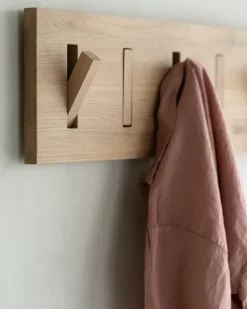 Ethnicraft Utilitile wall hanger clothes hanger, Lacquered oak-large Brown Clearance