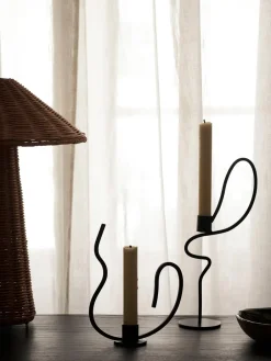 Ferm Living Valse candlestick high, Black New
