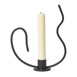 Ferm Living Valse candlestick low, Black New