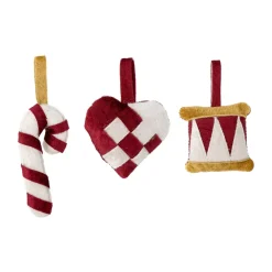 Bloomingville Velua hanging decorations 3 pieces, Red Discount