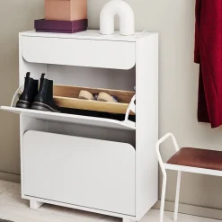 1898 Vidja shoe cabinet, lack. 2 fack+1 draw White Discount