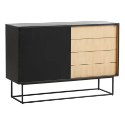 Woud Virka side table, high 120 cm, Black oak BlackBeige Clearance