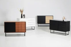 Woud Virka side table, high 120 cm, Black oak BlackBeige Clearance