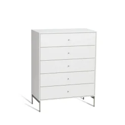 Mavis Volt chest of 5 drawers , Details in stainless steel White Online