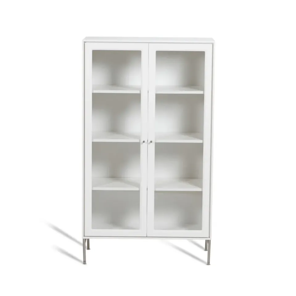 Mavis Volt display cabinet 130 cm lacquer, Details in stainless steel White New